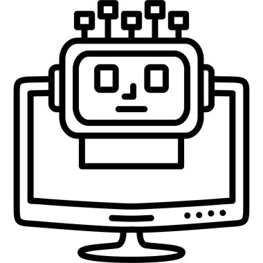 Bilgisayar ekranında robot kafası