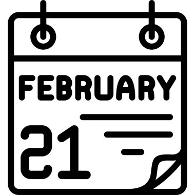 21 Şubat takvim simgesi vektör illüstrasyonuName 