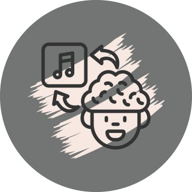 Müzik notaları ve okları olan beyin