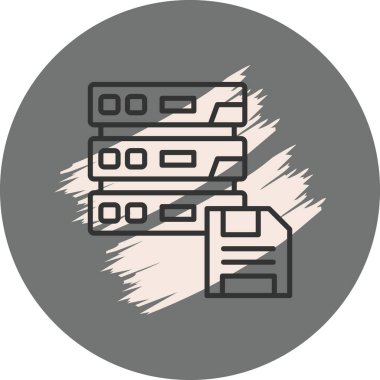 Yığılmış sunucular ve disket simgesi