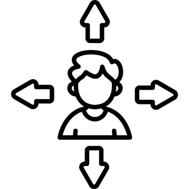 Yön oklarıyla çevrili kişi