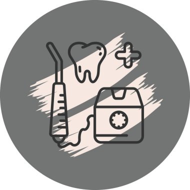 Diş araçları ve diş simgesi illüstrasyonu