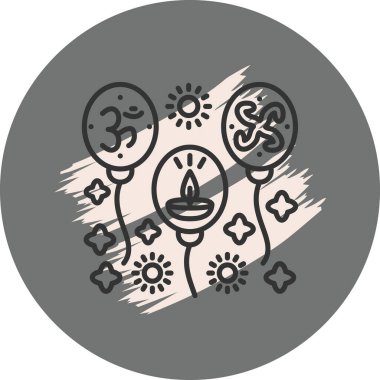 Sembolleri ve ışıkları olan dekoratif balonlar.