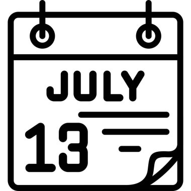 Takvim sayfası 13 Temmuz 'u gösteriyor