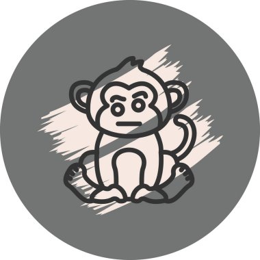 Cute monkey cartoon character sitting on a textured gray background.