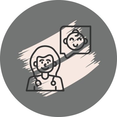 Bebek illüstrasyonuyla konuşan kişi