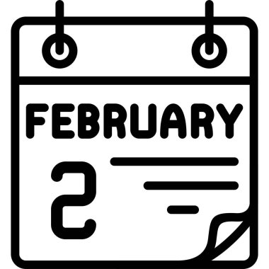 2 Şubat takvim simgesi vektör illüstrasyonuName 
