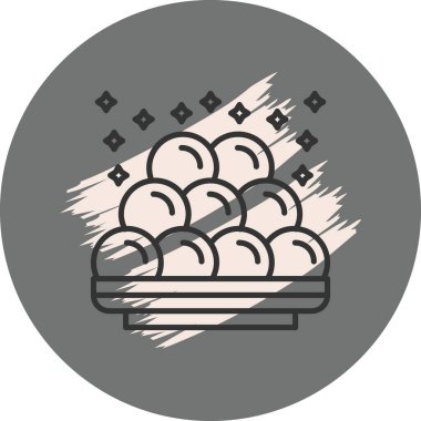 Tabak yuvarlak tatlı toplarıyla dolu.