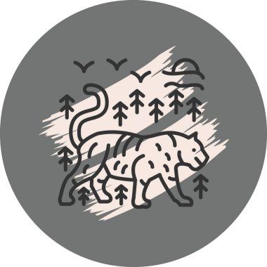 Kaplan stilize ormanda yürüyor