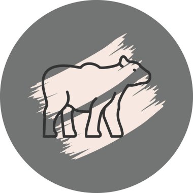 Gri arkaplanda basit bir inek çizgisi