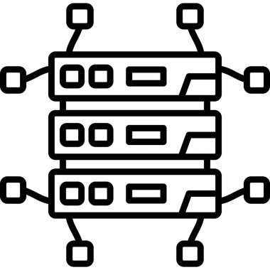 Satırlara bağlı üç sunucu rafı