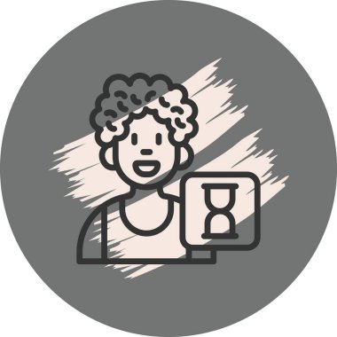 Gülümseyen kişi kum saati simgesini tutuyor.