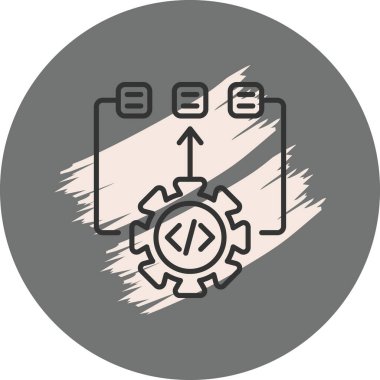 Kodlama ve okları olan dişli simgesi