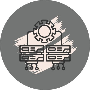 İki sunucu simgesine bağlı dişli