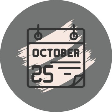 25 October Icon On Round Grey Background 