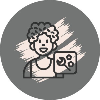 Gülümseyen kişi araçları grafik tutuyor