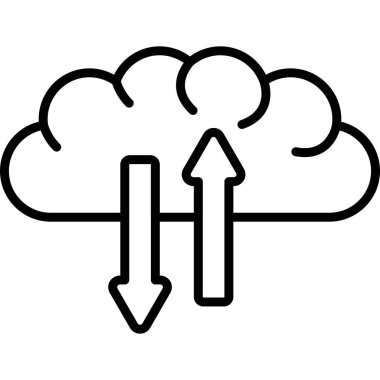 Veri transferini gösteren oklarla bulut