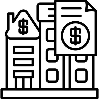 Dolar işaretleri ve mali belgeleri olan binalar