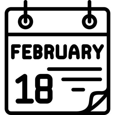 18 Şubat takvim simgesi vektör illüstrasyonuName 