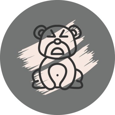 Üzüntülü Ayı Simgesi Yuvarlak Gri Arkaplanda 