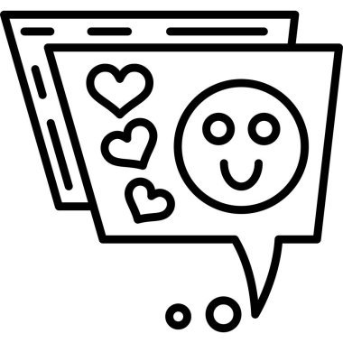 Kalpli gülen yüz ve konuşma baloncuğu