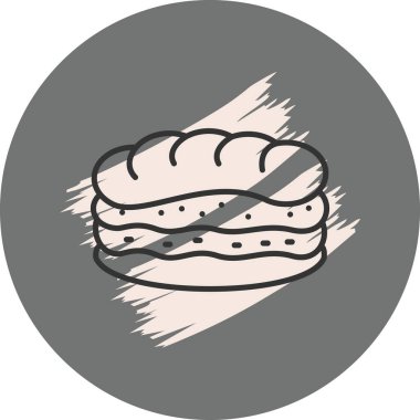 Gri arkaplanda basit bir sandviç çizimi