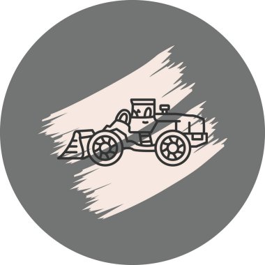 Gri arkaplanda çizgi film tarzı inşaat aracı