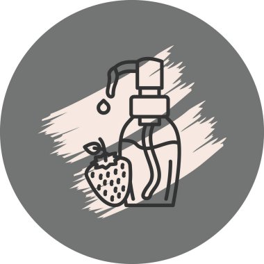 Pompalı ve çilekli bir şişe.