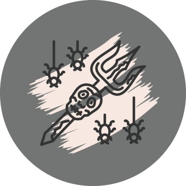 Gri Arkaplanda Şeytan 'ın Pitchfork Simgesi 