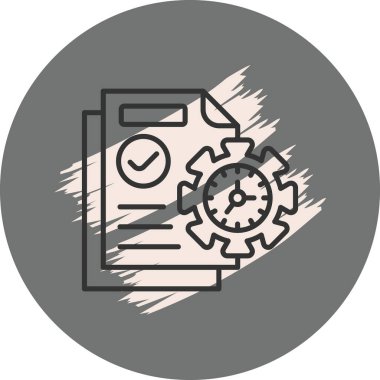 Saat ve dişli simgesi olan belge