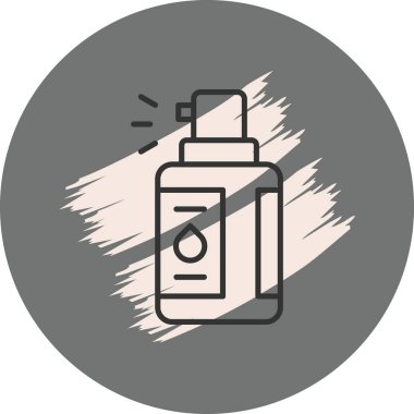 Hortum ve etiketli sprey şişesi