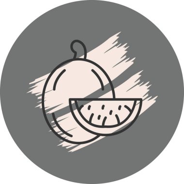 Kavun dilimi ve meyve çizimi.