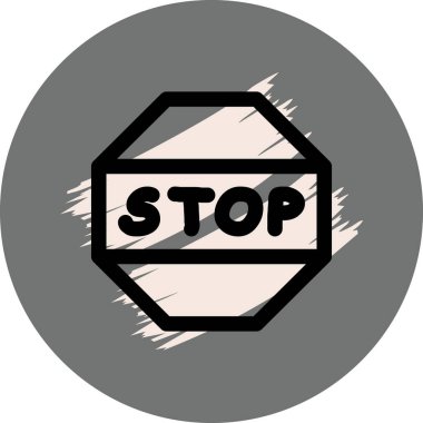 Gri arkaplan ve çizgili dur işareti