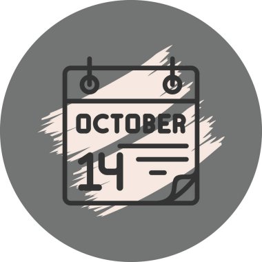 14 October Icon On Round Grey Background
