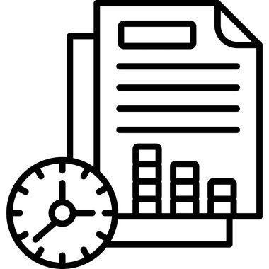 Saat ve çubuk grafikli belge