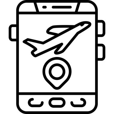 Uçak yolculuğu konumunu gösteren akıllı telefon
