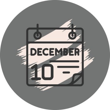 10 December Icon On Round Grey Background