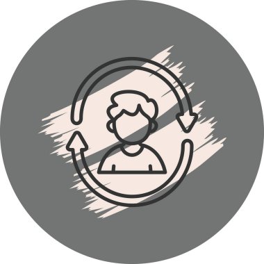 Kişi simgesini çevreleyen dairesel oklar