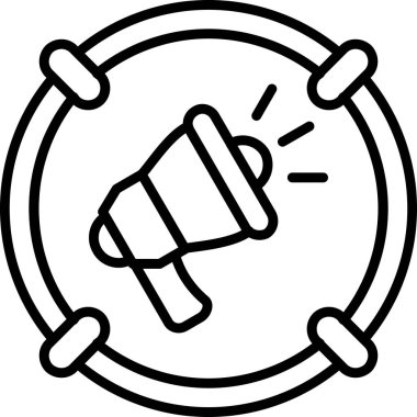 Dairesel çerçeve tasarımının içindeki megafon