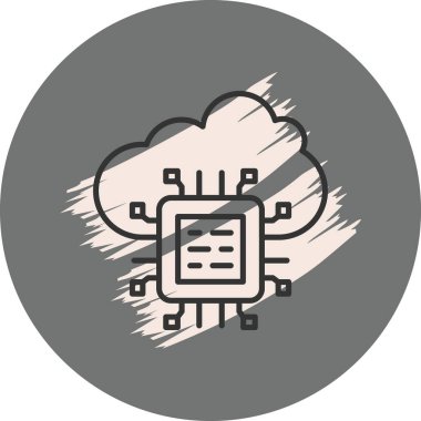 Bulut sembolünün içindeki devre çipi