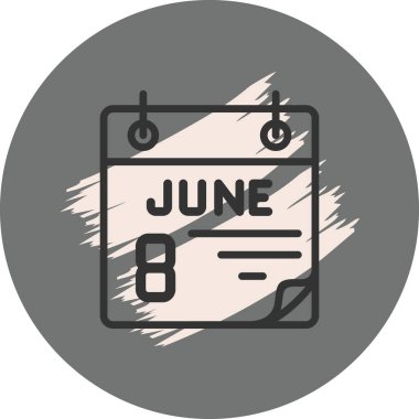 8 Haziran Gri Arkaplanda Simge 