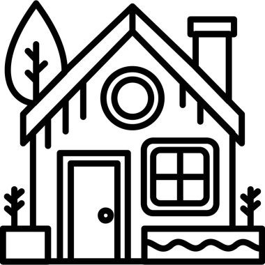 Cottage house icon. simple art illustration for app or web page 