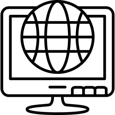 Dünya simgesini gösteren bilgisayar ekranı