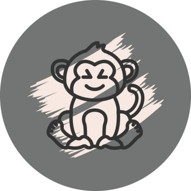 happy monkey cartoon character sitting on a textured gray background.
