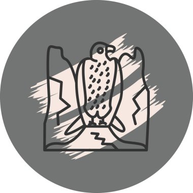 Stilize edilmiş kartal kayalık yüzeyde tünemiş.