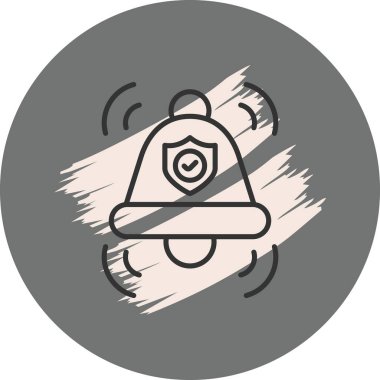 Güvenlik kalkanı sembollü alarm çanı simgesi