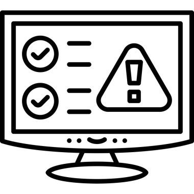 Uyarı ve kontrol listesi simgelerini gösteren bilgisayar ekranı
