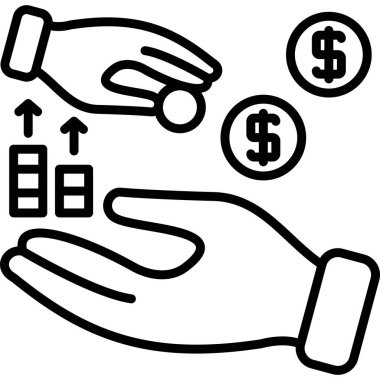 Para ve dolar işaretleri değiş tokuş eden eller.