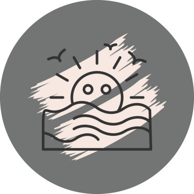 Güneşin dalgalar üzerinde basit çizimi