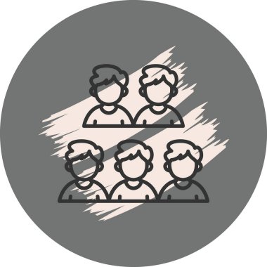 Sıraya dizilmiş dört çizgi film insanı